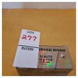 Hornady critical defense 32 auto 60 gr FTX brass