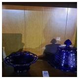 Cobalt Blue Mosser Grapes Domed Butter Cobalt Blue Mosser Grapes Domed Butter