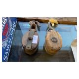 2 Vintage Block and Tackle Pulleys 2 Vintage Block and Tackle Pulleys