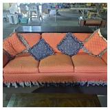 VIntage sofa with a patterned red and blue VIntage sofa with a patterned red and blue