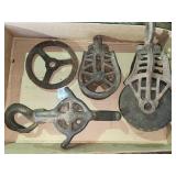 Antique Cast Iron Barn Trolley - variety tray lot Antique Cast Iron Barn Trolley - variety tray lot