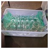 Tote of glass mugs wine glasses Tote of glass mugs wine glasses