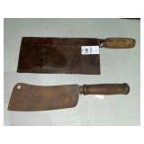 2 Antique meat cleaver - 7 & 9 inch blades 2 Antique meat cleaver - 7 & 9 inch blades