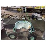 Rolling garden seat with basket Rolling garden seat with basket