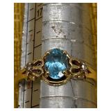 14k ladies ring, Mexico. Blue topaz???