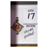 Tricolor sterling rose pendant