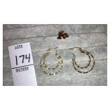 Goldtone earrings & #1 charm