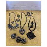 Hematite necklace and earrings sets, adjustable