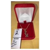 14k gold ï¿½FHï¿½ Forest Hills charm on 14k chain