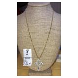 14k gold twist chain w/ porcelain cross pendant