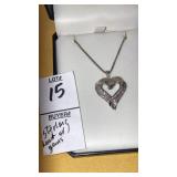 925 Sterling heart w/gems pendant on 925 chain