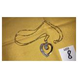 Heart pendant w/gems on 14k gold chain