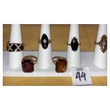 (6) Avon rings Kensington onyx smoky topaz - sz