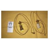 (2) vintage Mini bottle necklaces w/ gold hearts
