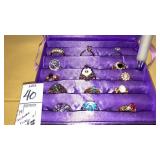 (14) gem rings -1 sterling & some NVC in fancy