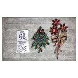 2004 & 2013 Avon Annual Christmas pins - tree &