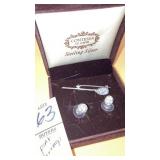Crystal ball stud earrings & 925 sterling pin