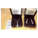 Sterling crystal necklace & earrings
