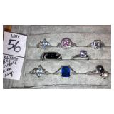 (8) vintage adjustable sz fashion gem rings