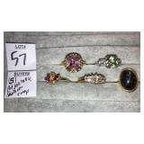 (5) vintage adjustable sz gem rings