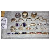 (25) vintage fashion gem & band rings -sz 6-10