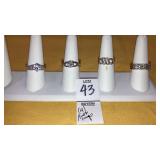 (4) Avon crystal rings -sz 6-1/2 - 9