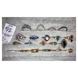 (20) vintage fashion gem & band rings - sz 6-10