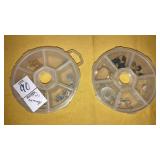 Vintage pierced earrings in 2 divided containers
