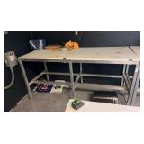 Aluminum Butcher Table W Plastic Top 72x30x34