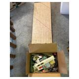 Sewing Cutting Board & box of zippers & trim