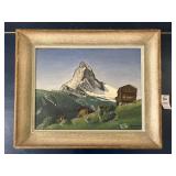 Original Oil Art Swiss Mt Scenery 17 x 14 ï¿½