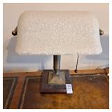 Vintage frosted glass and metal desk lamp