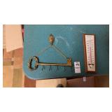 Brass Key Holder and Thermometer