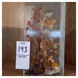 Vintage dried flowers shadow box art piece.