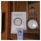 Waterford Crystal Obelisk Pyramid desk clock.