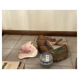 Conch shell, sand decor, sailboat wood