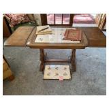 Vintage expandable side table, 23 1-2 x 56 1/2 x