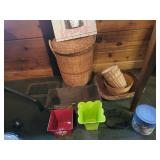 Wicker basket and misc items