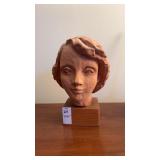 Woman Bust on Wooden Base
