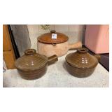 2 Stoneware Crock Bowls and Vintage Terracotta