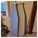 Two ironing boards,iron, curtain rods