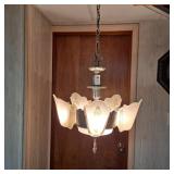 Vintage Slip shade hanging chandelier with two