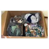 Box of Vintage Fabrics and Crafting Materials