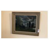Night Landscape Painting signed Tarnulzer,