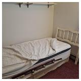 Twin bed frame with mattress and box spring