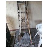 Ladder rakes & shovel