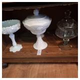 Vintage Floral Clear Glass Apothecary Jar,