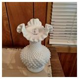 Vintage Fenton ? white hobnail milk glass vase