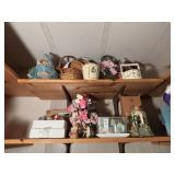 Two Shelves of Baskets, Flowers and More