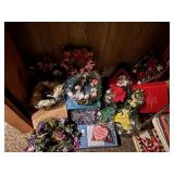 Lot of Faux Wreaths and Flowers